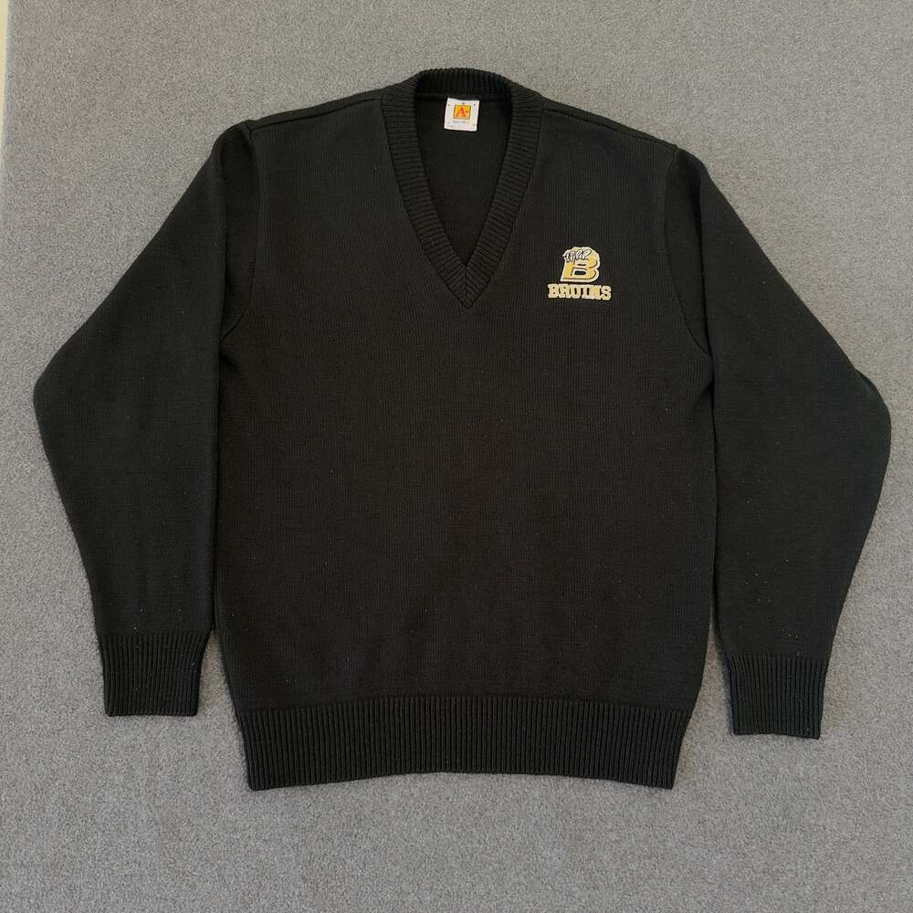 A+ by SAI Bruins Black V-Neck Long Sleeve Knit Sweater